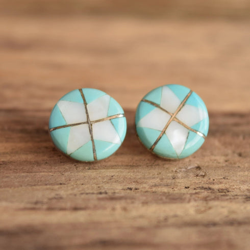 turquoise inlay stud earrings