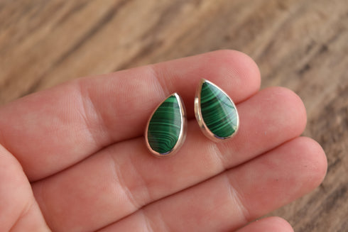 Malachite Tear Drop Earrings