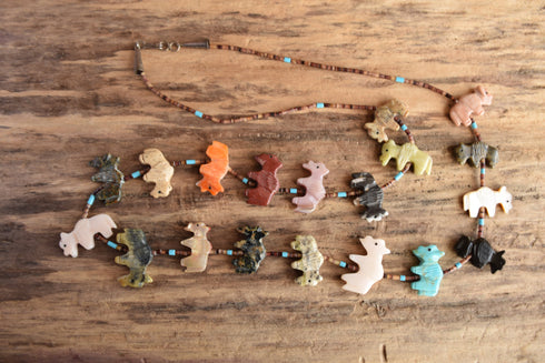 Carved Bison Buffalo Fetish Necklace