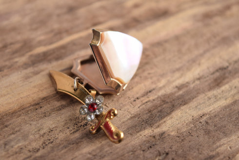 Shriners Sword and Shield Locket Brooch