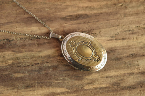 Silver Oval Locket Necklace