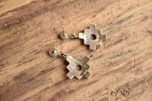 Southwestern Rainbow Inlay Dangle Earrings