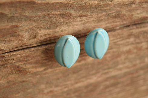 Sky Blue Oval Stud Earrings