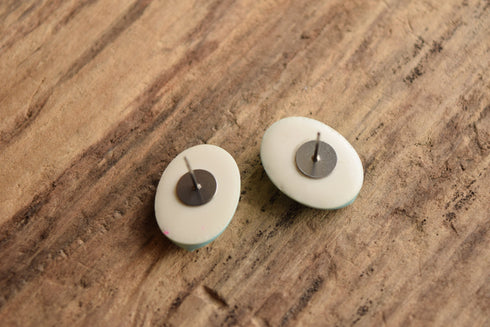 Sky Blue Oval Stud Earrings