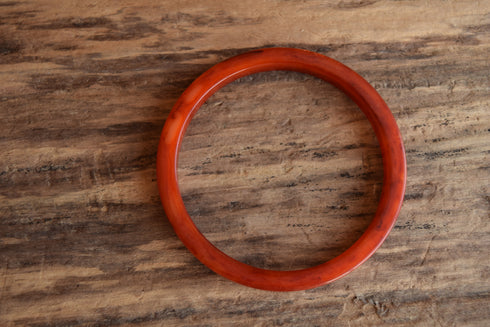 Marbled Red and White Bakelite Bangle 1/4 inch Square Spacer