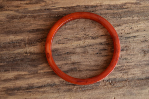 Marbled Red and White Bakelite Bangle 1/4 inch Square Spacer