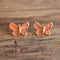 Vintage Coral Pink Enamel Butterfly studs