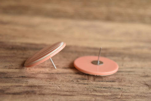 Pink and White Round Earrings