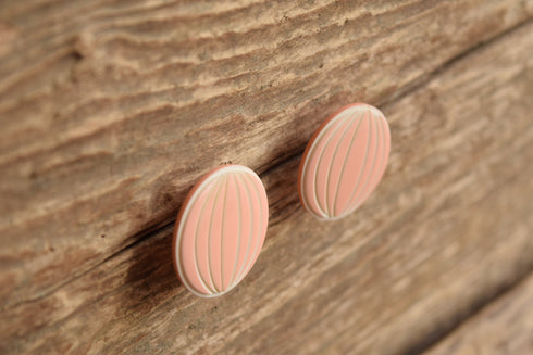 Pink and White Round Earrings