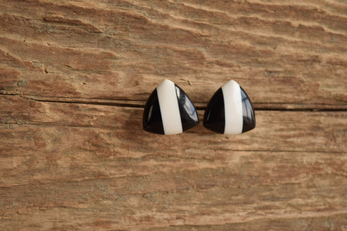 Black and White Triangle Earrings