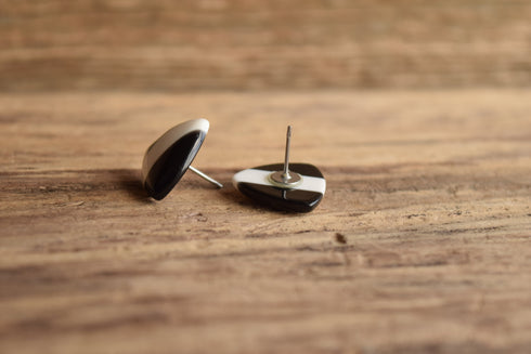 Black and White Triangle Earrings