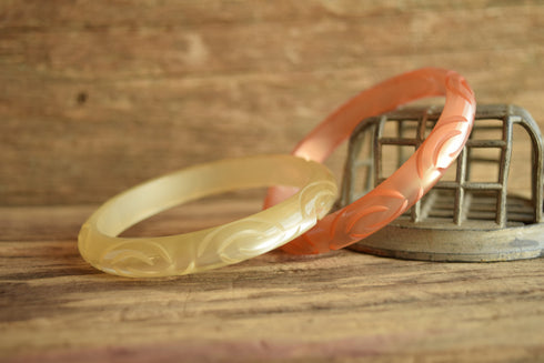Carved Moonglow Bangle Bracelet - You Pick