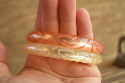 Carved Moonglow Bangle Bracelet - You Pick