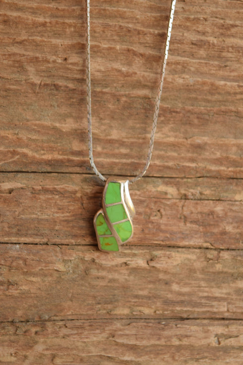 Gaspeite Sterling Silver Pendant Necklace