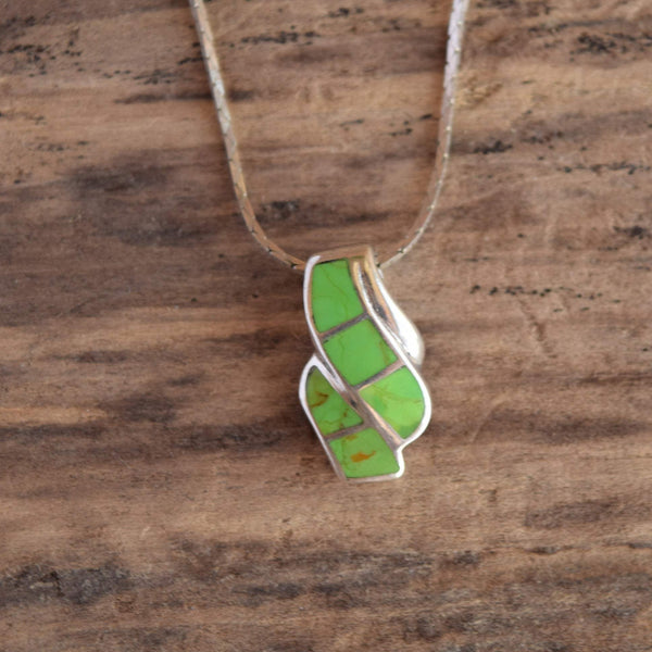 Gaspeite Sterling Silver Pendant Necklace