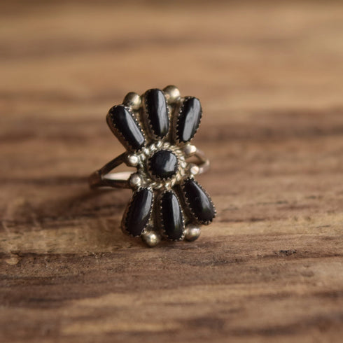 Bill & Lou Zuni Black Cluster Ring Size 6