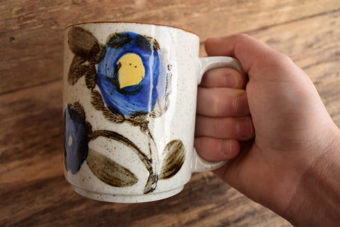 Hand Painted Flower Stoneware Vintage Mug