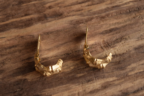Golden Bamboo Hoop Clip On Earrings