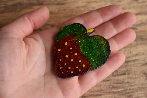 Glitter Strawberry Brooch