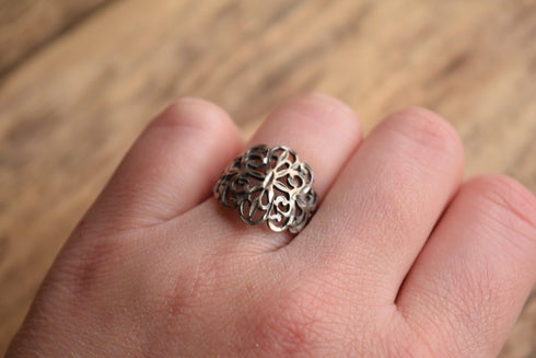 Sterling Silver Filigree Ring - Size 7