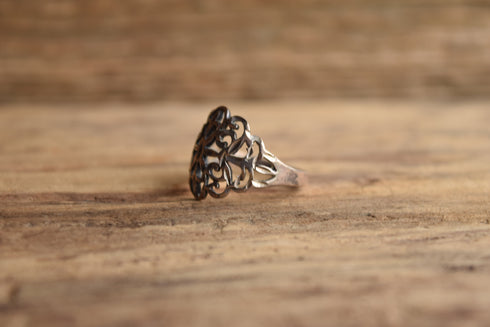 Sterling Silver Filigree Ring - Size 7