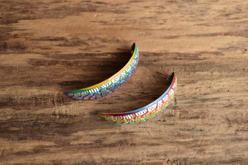 Rainbow Faux Hoop Earrings