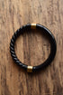 Black Spiral Bangle with Gold Toned Accents - Trifari