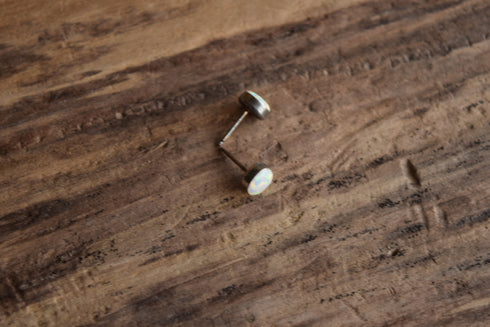 Round Opal Stud Earrings