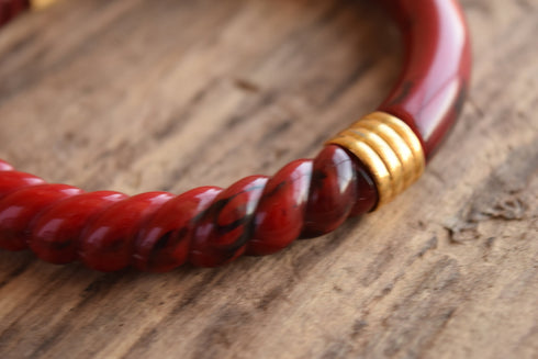 Red Spiral Marbled Bangle by Trifari