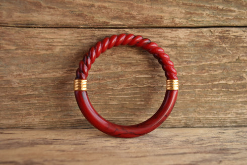 Red Spiral Marbled Bangle by Trifari
