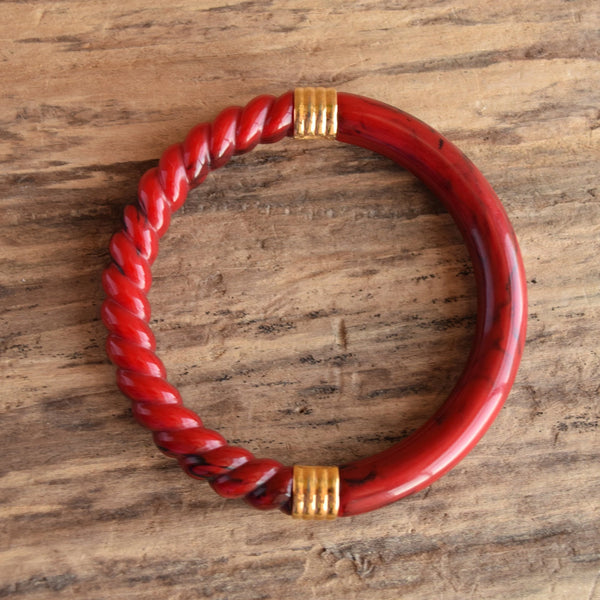 Trifari Vintage Red marbled bangle bracelet