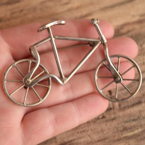 Novelty Bicycle Brooch - Sterling Silver