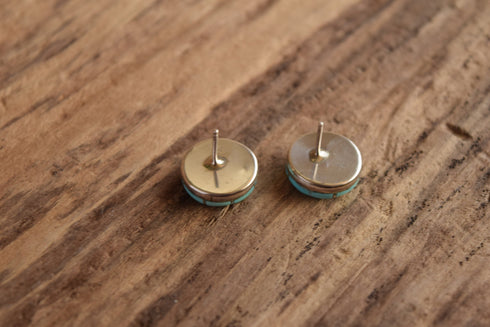 Round Turquoise Inlay Stud Earrings