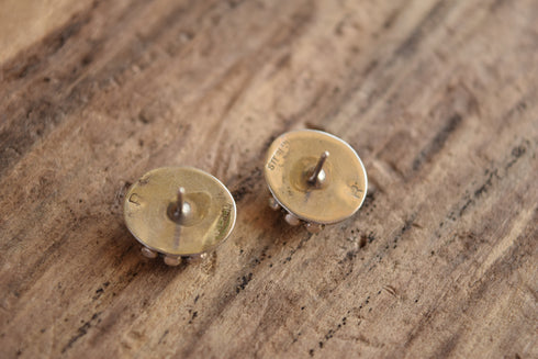 Pale Turquoise Stud Earrings - Signed Native American