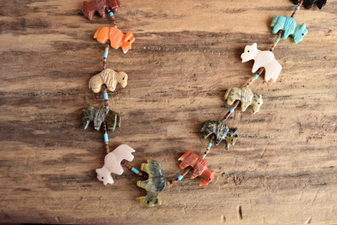 Carved Bison Buffalo Fetish Necklace
