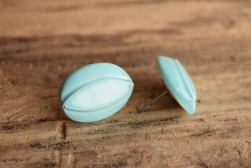 Sky Blue Oval Stud Earrings