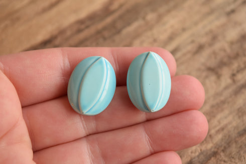 Sky Blue Oval Stud Earrings