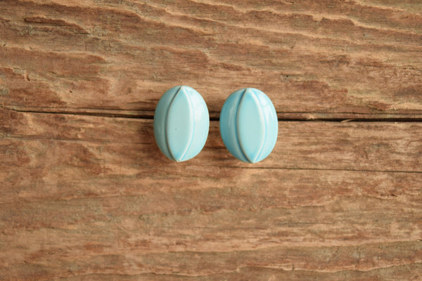 Sky Blue Oval Stud Earrings