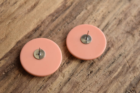 Pink and White Round Earrings