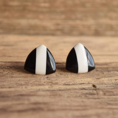 Black and White Triangle 1980's earrings