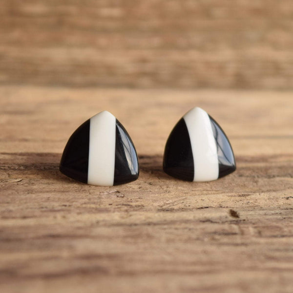 Black and White Triangle 1980's earrings