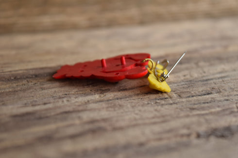 Plastic Heart Lobster Dangle Brooch