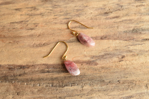 Pink Lace Agate Dangle Earrings