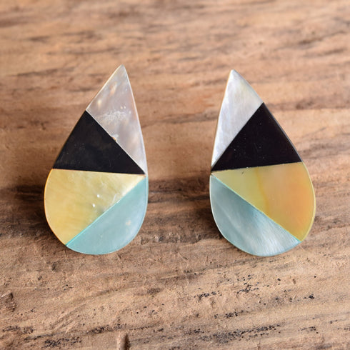 Tear Drop Shaped Inlay Earrings