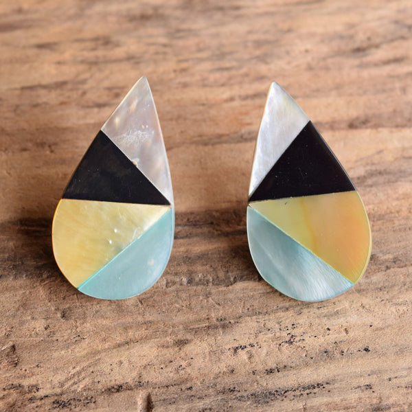 Tear Drop Shaped Inlay Earrings