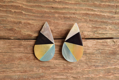 Teardrop Inlay Stud Earrings