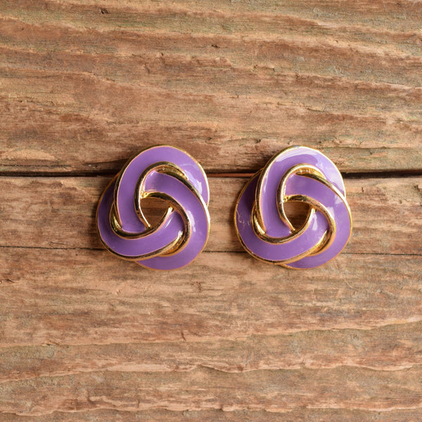 Vintage Purple Infinity Knot Earrings