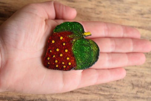 Glitter Strawberry Brooch