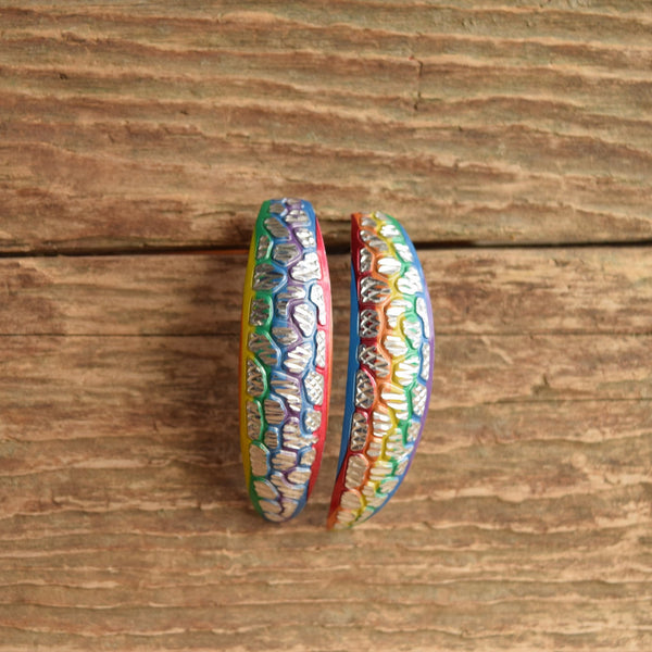 Rainbow faux Hoop Aluminum earrings