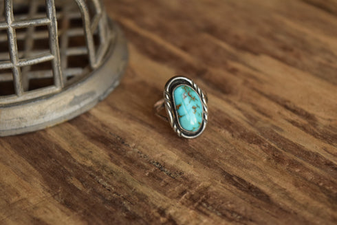 Turquoise Size 6 Ring - Signed Navajo Ring